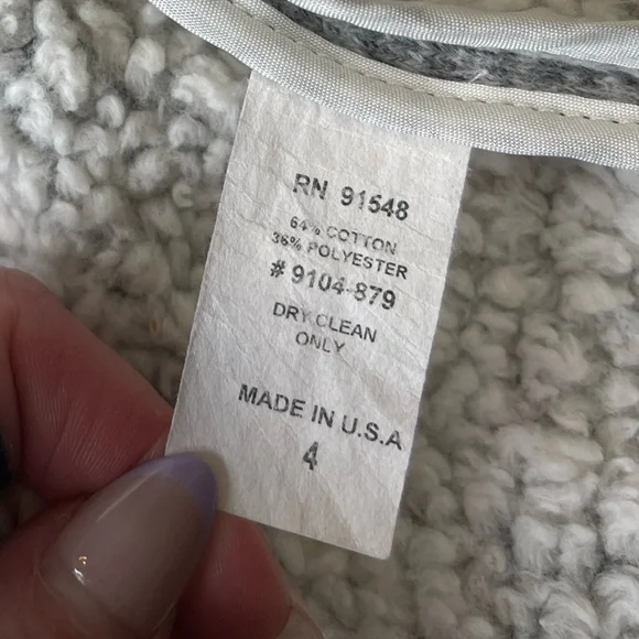 Barneys New York Gray Knit Fleece 3/4 Sleeve Oversized Jacket - Size 4 - Picture 8 of 9